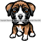 Boxer Dog Body Face Animal Portrait Doggy Face Cute Pup Pedigree Breed Clipart SVG