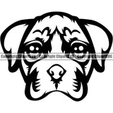 Black Boxer Dog Head Animal Face Cute Pup Pedigree Breed Canine Clipart SVG