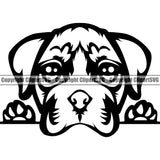 Boxer Dog Peeking Color Animal Portrait Doggy Face Cute k9 Pedigree Breed Clipart SVG