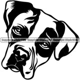 Head Of Boxer Dog Animal Face Portrait Doggy Pup Pedigree Breed Cute Vector Clipart SVG