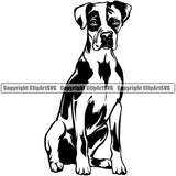 Boxer Dog Sitting Animal Portrait Doggy Face Cute Pup Pedigree Breed Clipart SVG