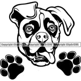 Animal Boxer Peeking Dog Portrait Doggy Face Cute Pup Pedigree Breed Clipart SVG