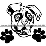 Boxer Dog Animal Portrait Doggy Face Cute Pup Pedigree Breed Vector Clipart SVG