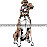 Boxer Dog Color Body Portrait Doggy Face Cute Pup Pedigree Breed Animal Clipart SVG