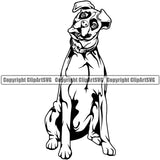 Boxer Dog Sitting Animal Portrait Doggy Face Cute Pup Pedigree Breed Clipart SVG