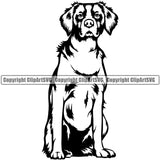 Brittany Dog Sitting Cute Design Puppy Pup Head Purebred Pedigree Animal Portrait Doggy K9 Clipart SVG