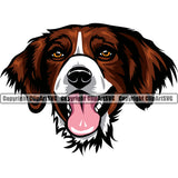 Brittany Spaniel Dog Design Color Head Puppy Pup Head Purebred Pedigree Canine K-9 K9 Animal Clipart SVG