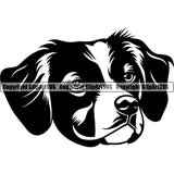 Brittany Spaniel Dog Head Design Puppy Pup Head Purebred Pedigree Canine K-9 K9 Animal Clipart SVG
