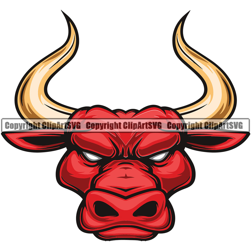 Bull Mascot School Team Cut Animal Head Face Sport eSport Game Emblem Sign Club Badge Art Icon Label Text Design Logo Clipart SVG
