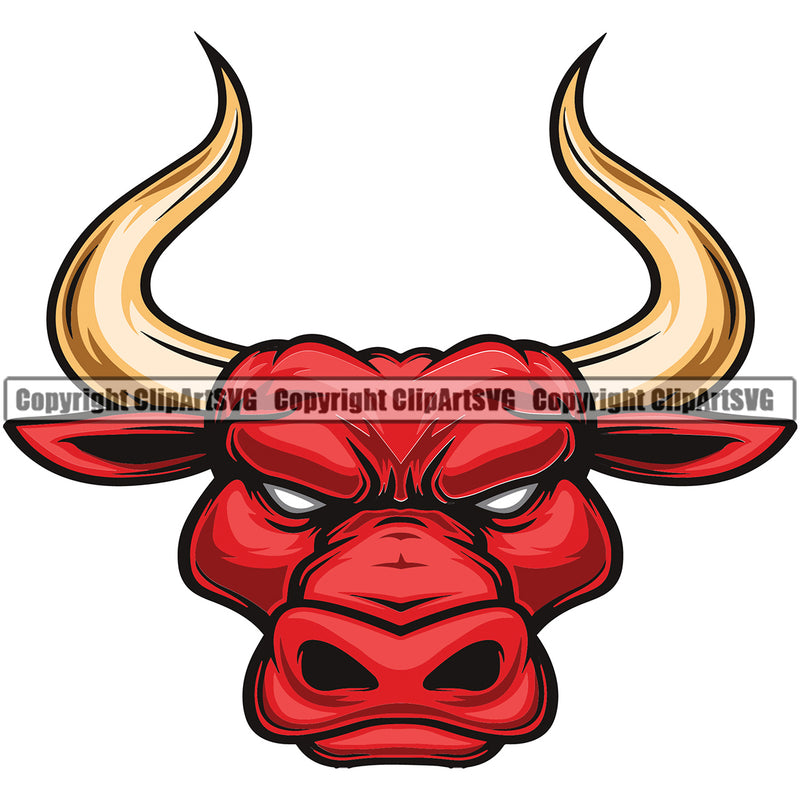 Bull Mascot School Team Cut Animal Head Face Sport eSport Game Emblem Sign Club Badge Art Icon Label Text Design Logo Clipart SVG