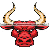 Bull Mascot School Team Cut Animal Head Face Sport eSport Game Emblem Sign Club Badge Art Icon Label Text Design Logo Clipart SVG