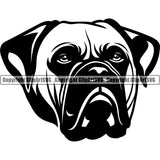 Bull Mastiff Dog Design Head Cute Face Animal Vector Puppy Pup Head Purebred Pedigree Canine K-9 K9 Clipart SVG