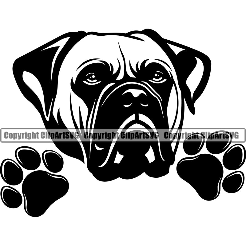 Bull Mastiff Dog Peeking Canine K-9 K9 Animal Portrait Doggy Face Cute Design Puppy Pup Head Purebred Clipart SVG