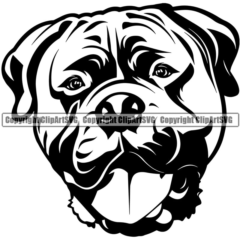 Bull Mastiff Dog Head Design Canine K-9 K9 Animal Puppy Pup Head Purebred Pedigree Clipart SVG