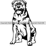 Bull Mastiff Dog Sitting Animal Cute Face Doggy Puppy Pup Body Purebred Pedigree Vector Clipart SVG