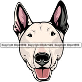 Bull Terrier Dog Color Head Design Puppy Pup Head Purebred Pedigree Cute Face Breed Animal Clipart SVG