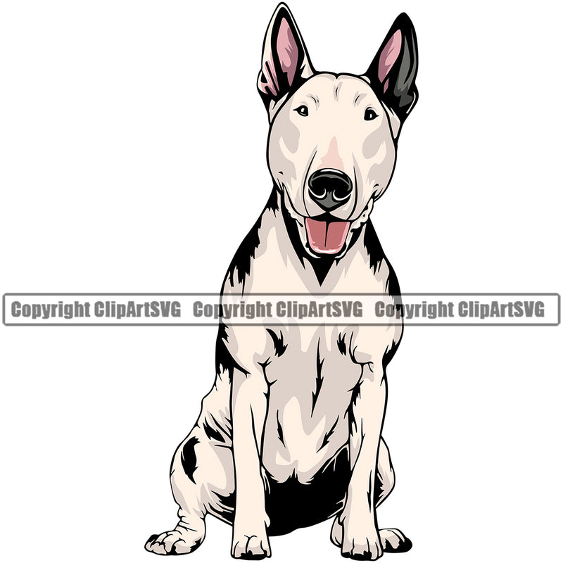 Bull Terrier Dog Sitting Color Body Design Puppy Pup Head Purebred Pedigree Animal Portrait Doggy Face Cute Clipart SVG