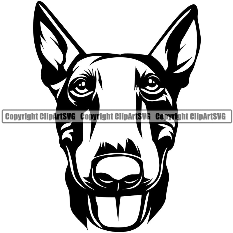 Bull Terrier Dog Design Head Puppy Pup Head Purebred Pedigree Canine K-9 K9 Animal Portrait Clipart SVG
