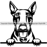 Bull Terrier Dog Peeking Head Design Portrait Doggy Face Cute Animal Puppy Pup Head Purebred Pedigree Clipart SVG