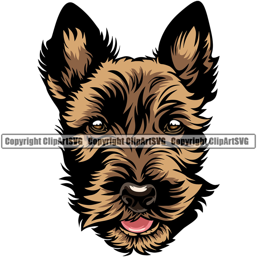 Caine Terrier Dog Color Head Cute Face Design Puppy Pup Head Purebred Pedigree Canine K-9 K9 Clipart SVG
