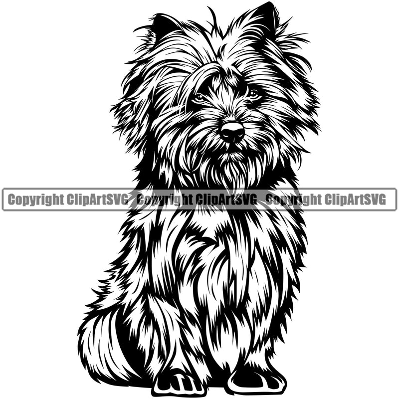 Caine Terrier Dog Sitting Animal Cute Body Puppy Pup Head Purebred Pedigree Vector Canine K-9 K9 Animal Clipart SVG