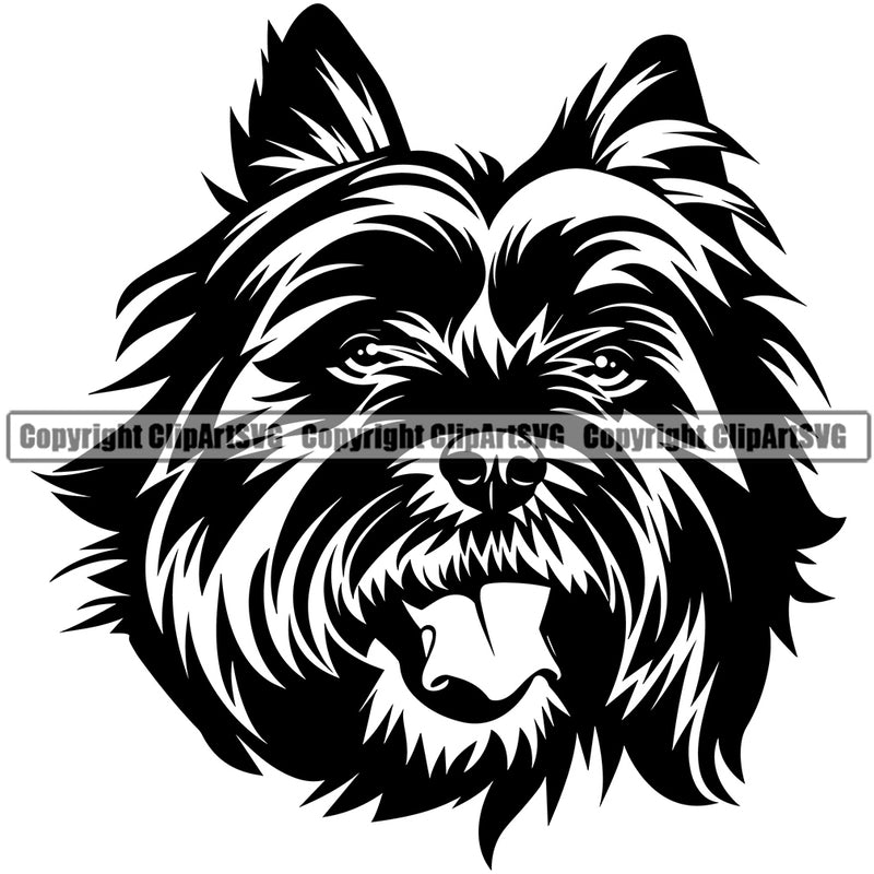 Caine Terrier Dog Head Cute Animal Breed Puppy Pup Head Purebred Pedigree Canine K-9 K9 Face Vector Clipart SVG