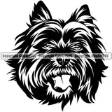 Caine Terrier Dog Head Cute Animal Breed Puppy Pup Head Purebred Pedigree Canine K-9 K9 Face Vector Clipart SVG