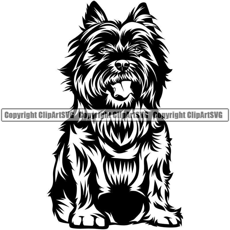 Caine Terrier Dog Sitting  Puppy Pup Head Purebred Pedigree Canine K-9 K9 Animal Portrait Doggy Face Cute Clipart SVG