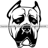 Cane Corso Dog Head Cute Face Animal Puppy Pup Head Purebred Pedigree Canine K-9 K9 Clipart SVG