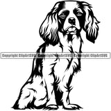 Cavalier King Charles Dog Sitting Puppy Pup Head Purebred Pedigree Doggy Face Cute Vector Clipart SVG