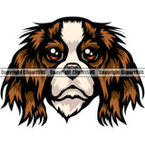 Cavalier King Charles Spaniel Dog Color Head Puppy Pup Head Purebred Pedigree Cute Face Animal Vector Clipart SVG