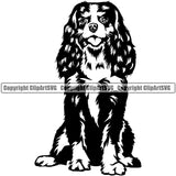 Cavalier King Charles Spaniel Dog Cute Face Animal Puppy Pup Head Purebred Pedigree Canine K-9 K9 Clipart SVG