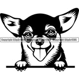 Chihuahua Dog Peeking Puppy Head Purebred Pup Pedigree K9 Animal Portrait Doggy Face Cute Clipart SVG