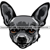 Chihuahua Dog Black Color Puppy Head Purebred Pup Pedigree Canine K-9 K9 Animal Clipart SVG