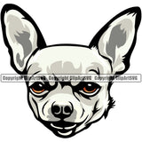 Chihuahua Dog White Color Puppy Head Purebred Pup Pedigree Animal Portrait Doggy Face Cute Clipart SVG