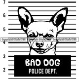 Chihuahua Dog Quote Bad Police DEPT Text Puppy Head Purebred Pup Pedigree Portrait Doggy Face Cute Clipart SVG