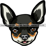 Chihuahua Dog Black Color Portrait Doggy Face Cute Puppy Head Purebred Pup Pedigree Animal Clipart SVG