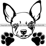 Chihuahua Dog Peeking Puppy Head Purebred Design Pedigree Canine K-9 K9 Animal Portrait Clipart SVG