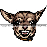 Chihuahua Dog Brown Color Puppy Head Purebred Pup Pedigree Canine K-9 K9 Animal Portrait Vector Clipart SVG