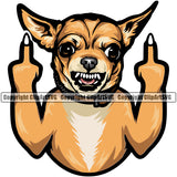 Chihuahua Dog Middle Finger Sign Puppy Head Purebred Pup Pedigree Canine K-9 K9 Animal Clipart SVG