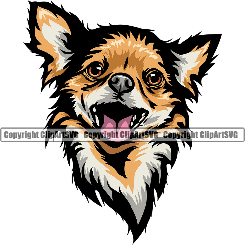 Chihuahua Dog Peeking Yellow Color Head Puppy Head Purebred Pup Pedigree Portrait Doggy Face Cute Clipart SVG