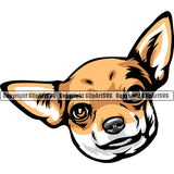 Chihuahua Dog Yellow Color Head Vector Puppy Head Purebred Pup Pedigree K9 Animal Portrait Doggy Face Cute Clipart SVG
