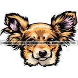 Chihuahua Dog Yellow Color Head Puppy Head Purebred Pup Pedigree Vector K9 Animal Portrait Doggy Face Cute Clipart SVG