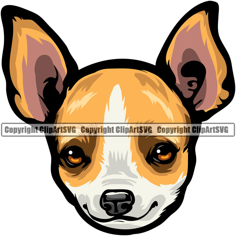 Chihuahua Dog Yellow Color Head Puppy Head Purebred Pup Pedigree Vector K9 Animal Portrait Doggy Face Cute Clipart SVG