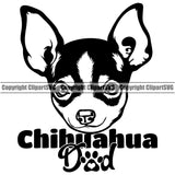 Chihuahua Dog Dad Puppy Head Purebred Pup Pedigree K9 Animal Portrait Doggy Face Cute Vector Clipart SVG