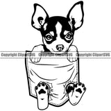 Chihuahua Dog Hanging From T-Shirt Pocket Shirt Tshirt Vector Design Happy Smile Face Puppy Pup Pet Purebred Pedigree Design Element Clipart SVG