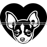 Chihuahua Dog In Heart Shape Vector Design Smile Face Puppy Pup Pet Purebred Pedigree Vector Clipart SVG