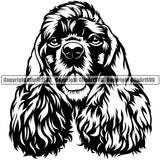 Cocker Spaniel Dog Head Vector Design With Long Hair Happy Face Puppy Pup Pet Purebred Pedigree Design Clipart SVG