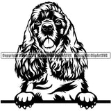 Cocker Spaniel Dog Peeking Vector Design With Long Hair Happy Face Puppy Pet Purebred Pedigree Design Element Clipart SVG