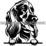 Cocker Spaniel Dog Peeking Vector Design With Long Hair Happy Smiling Face Puppy Pup Pet Purebred Pedigree Design Clipart SVG